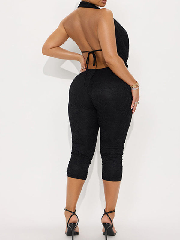 Morchique Lace Halter Jumpsuit