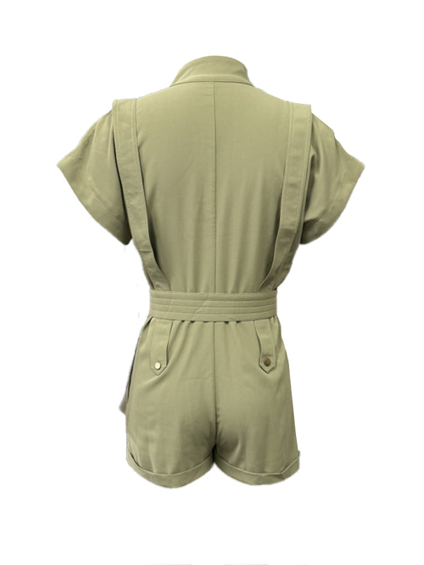 Morchique Button-Front Belted Romper