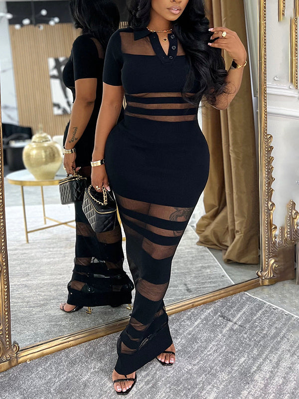 Morchique Sheer Combo Polo Dress