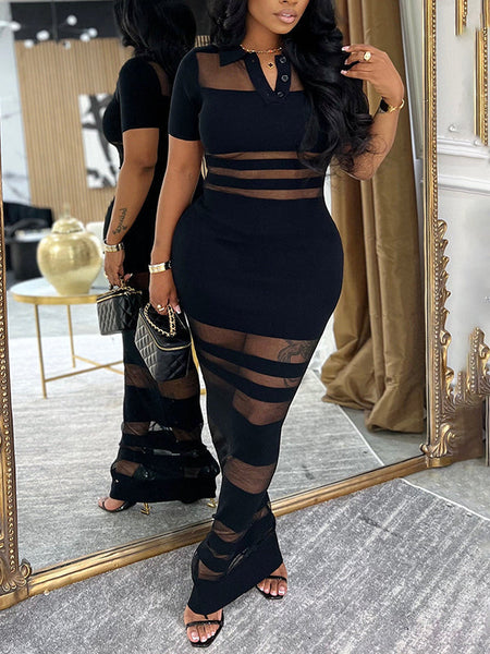Morchique Sheer Combo Polo Dress