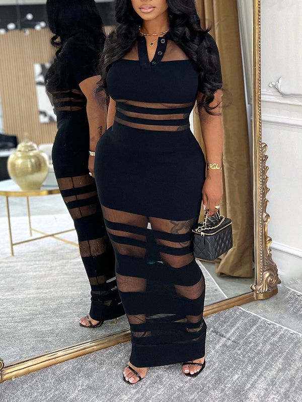 Morchique Sheer Combo Polo Dress