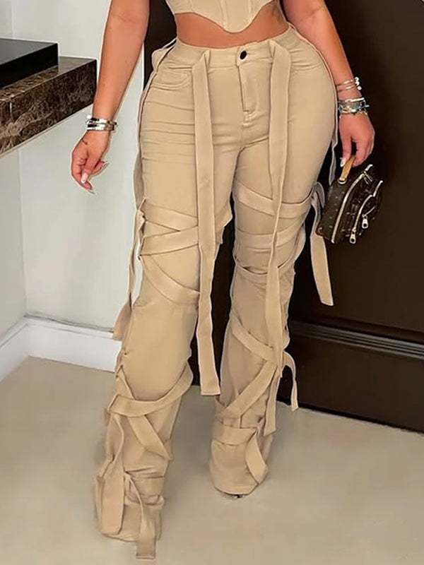 Solid Fringe Pants