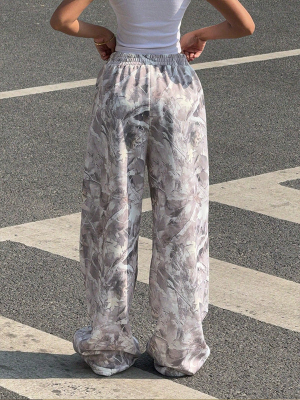 Printed Wide-Leg Pants