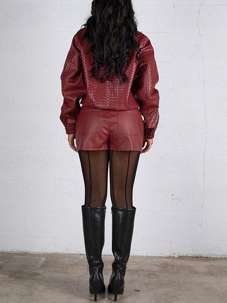 Faux-Leather Jacket & Shorts Set