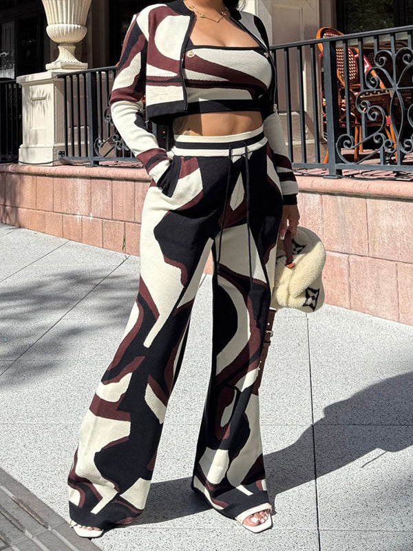 Printed Three-Piece Pants Set
