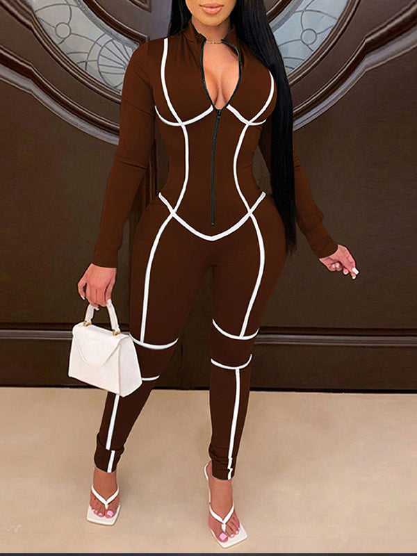 Stripe Zip-Front Jumpsuit