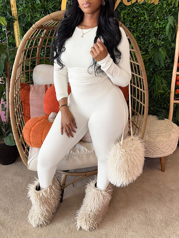 Solid Tee & Skinny Pants Set