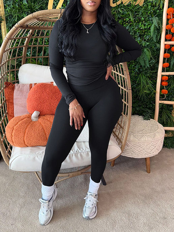 Solid Tee & Skinny Pants Set