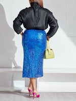 Morchique Sequin Slit Skirt