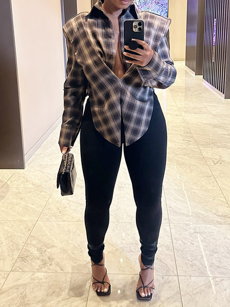 Plaid Button-Front Shirt