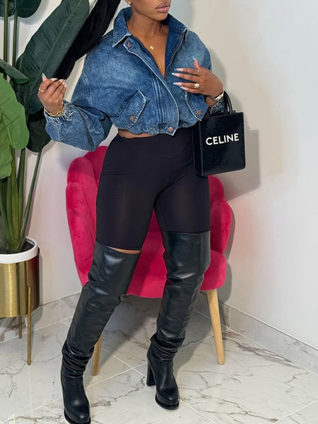 Zip-Front Denim Jacket