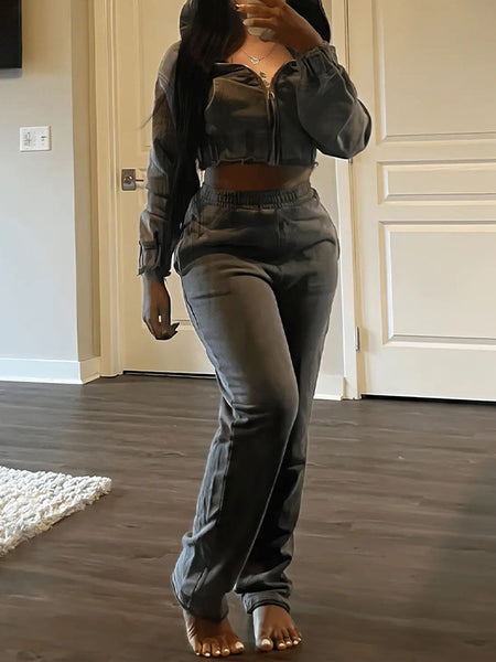Zip-Front Hoodie & Pants Set