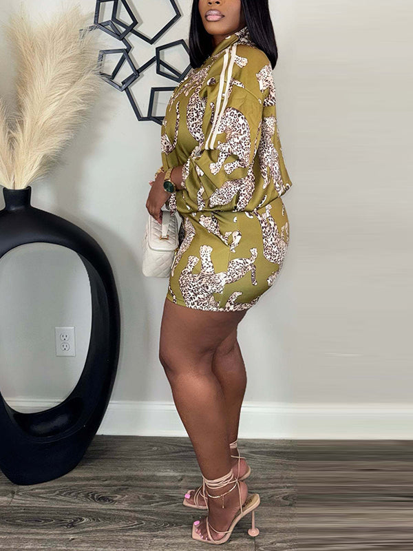 Printed Side-Stripe Jacket & Shorts Set