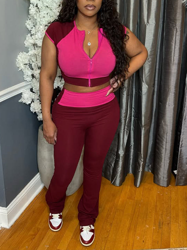 Two-Tone Zip Top & Pants Set