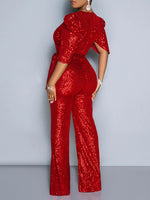 Sequin V-Neck Jumpsuit