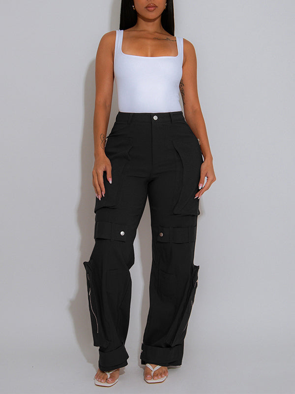 Solid Cargo Pants