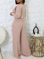 Ribbed Jumpsuit & Cardigan Set