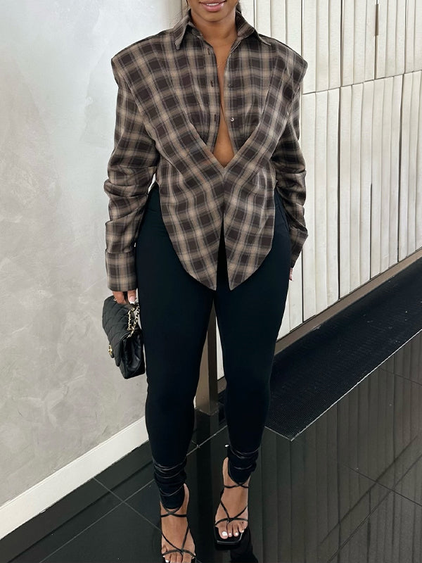 Plaid Button-Front Shirt