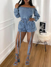 Off-Shoulder Denim Romper