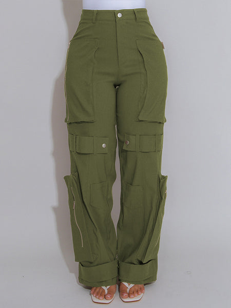 Solid Cargo Pants