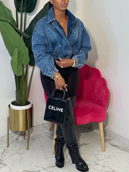 Zip-Front Denim Jacket