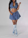 Denim Vest & Skirt Set