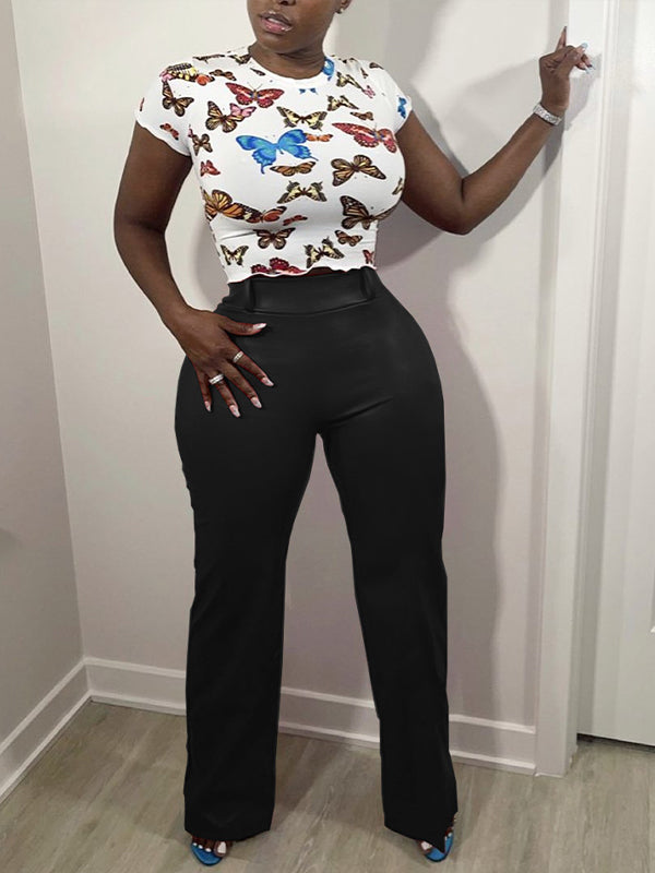 Zip-Back Faux-Leather Pants