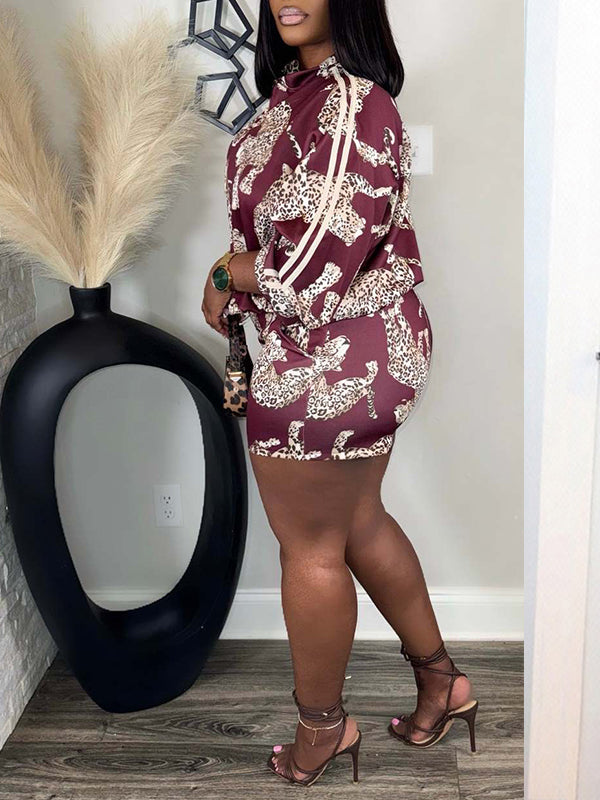 Printed Side-Stripe Jacket & Shorts Set