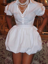 White Shirt & Bubble Skirt Set