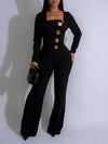 Solid Button Jumpsuit