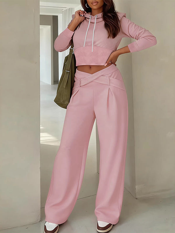 Solid Hoodie & Cross Pants Set