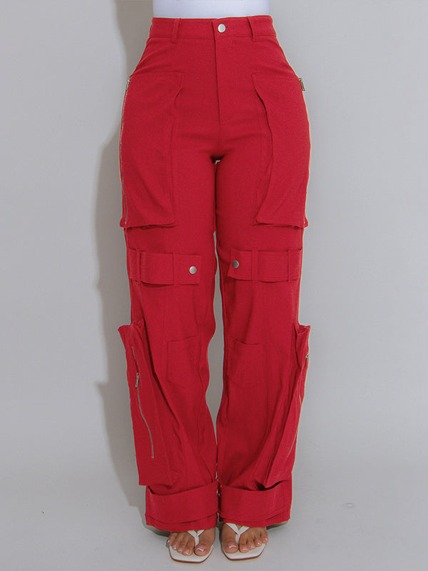 Solid Cargo Pants