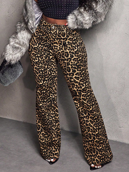 Leopard Flare Jeans