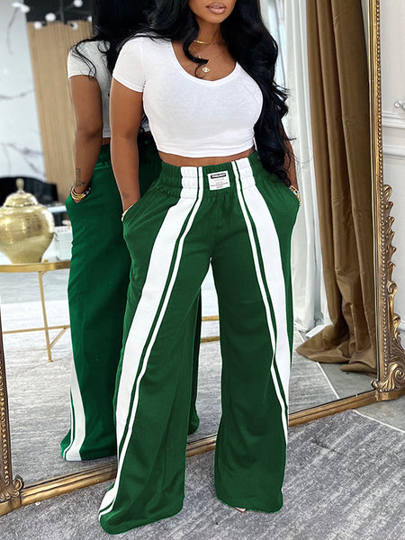 Stripe Wide-Leg Sweatpants