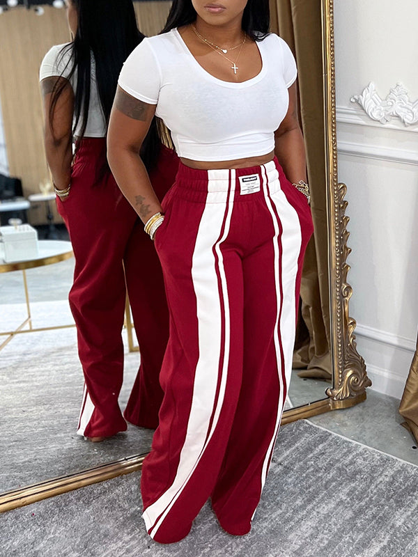 Stripe Wide-Leg Sweatpants