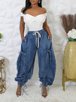 Drawstring Wide-Leg Jeans