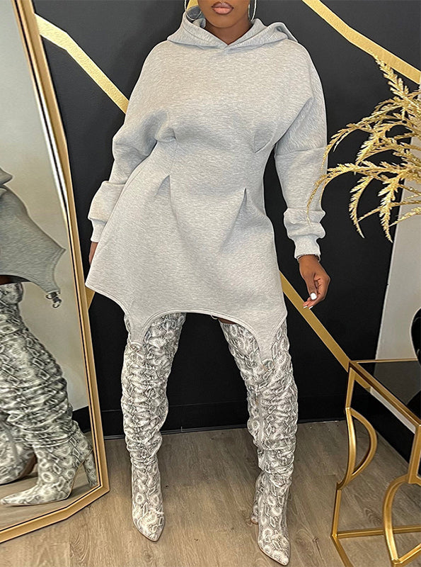 Solid Hoodie Dress