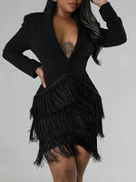 Fringe Combo Blazer Dress