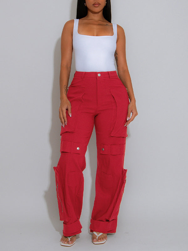 Solid Cargo Pants