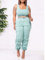 Morchique Solid Tank Top & Jogger Pants Set