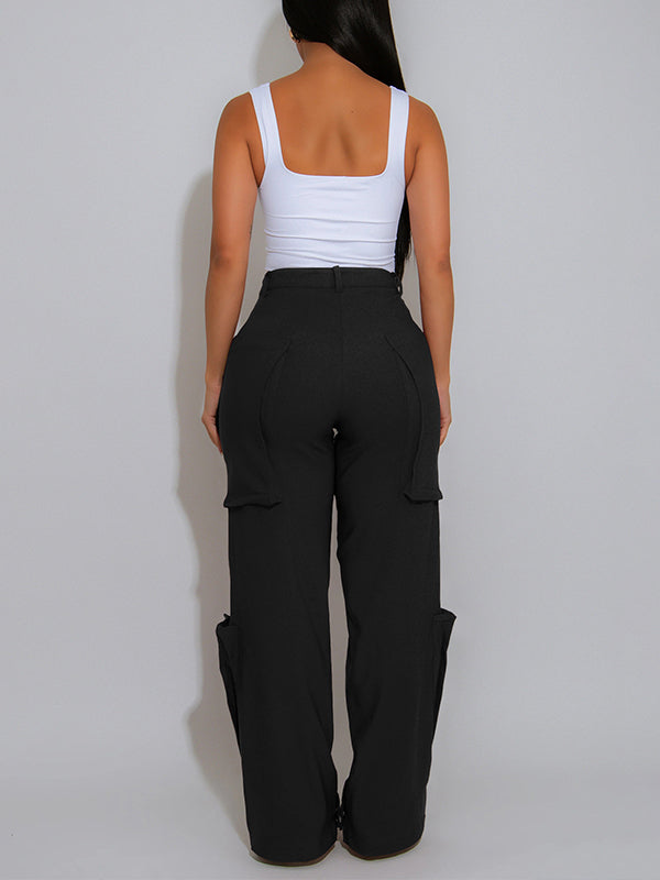 Solid Cargo Pants