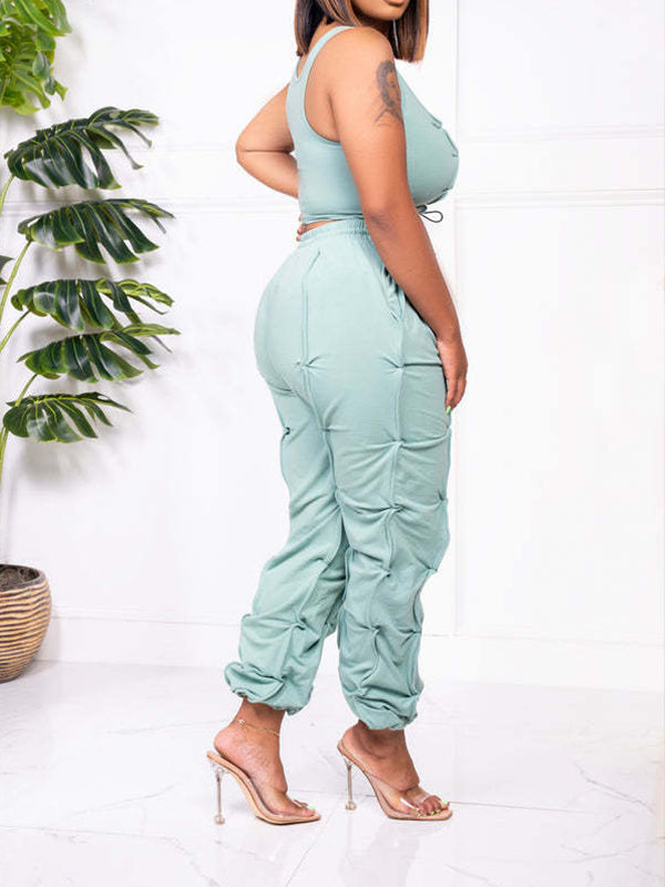 Morchique Solid Tank Top & Jogger Pants Set