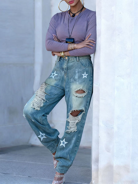 Star Ripped Jeans