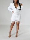 Fringe Combo Blazer Dress