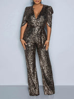 Sequin V-Neck Jumpsuit