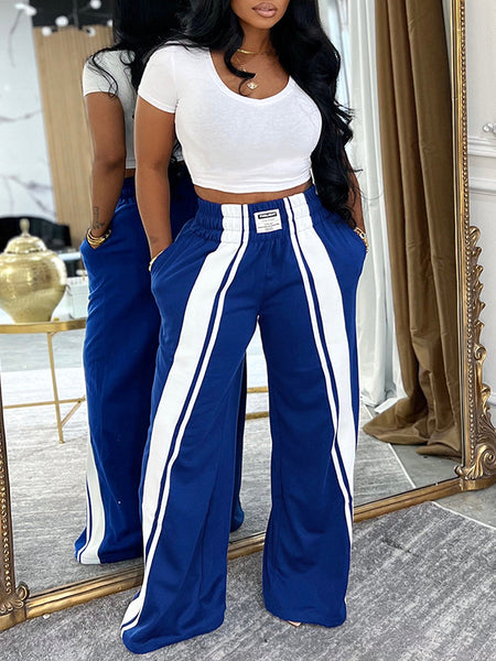 Stripe Wide-Leg Sweatpants
