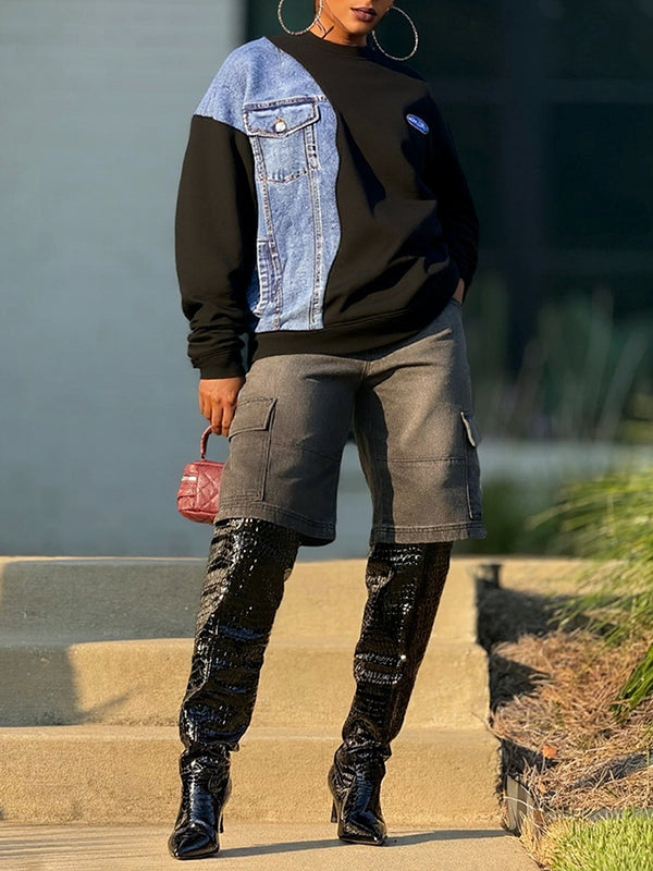 Denim Combo Sweatshirt