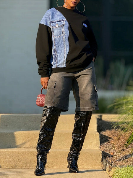 Denim Combo Sweatshirt