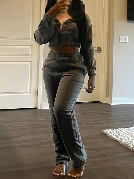 Zip-Front Hoodie & Pants Set