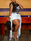 Fringe Denim Skirt